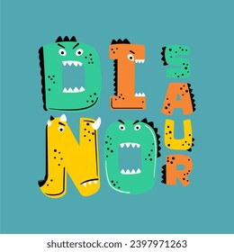 Dinosaur vector doodle typographicwith hand drawn style graphic design for tshirt kids and other print 