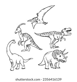 Dinosaur vector drawing sketch assets