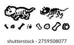 dinosaur vector icon triceratops horridus fossil skeleton bone skull cartoon character doodle illustration logo isolated design
