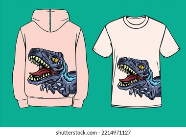 Dinosaur vector illustration and 2 pack graphic t-shirt design. for clothes and more