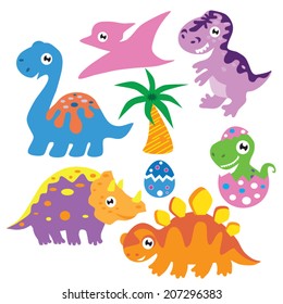 Vector Illustration Dinosaurs Including Stegosaurus Brontosaurus Stock ...