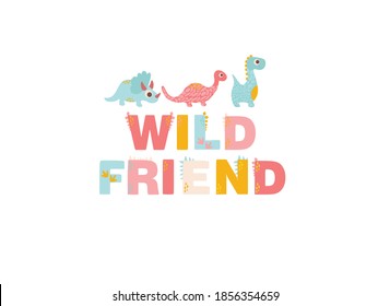 dinosaur, vector illustration of children's poster with dino