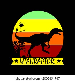 dinosaur vector illustration with color combination suitable for t-shirt design