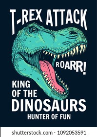 Dinosaur vector illustration with cool slogans. For t-shirt prints and other uses.