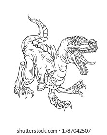 Dinosaur vector illustration on white. For t-shirt prints, coloring book and other uses.
