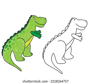 dinosaur vector illustration suitable for children content, coloring book, cartoon template