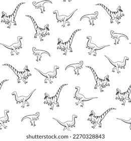 Dinosauriervektorillustrationen nahtlose Zeilenmuster.