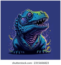 Dinosaur vector image illustration with purple color background
