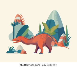 Dinosaur vector isolated illustration. Cartoon drawing of a dinosaur.