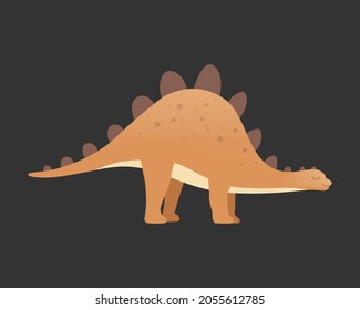 Dinosaur vector isolated on dark. Dinosaurs animal predators and herbivores. Dino icon.