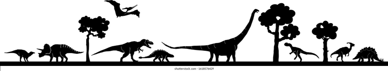 Dinosaur Vector Outline Landscape Skyline