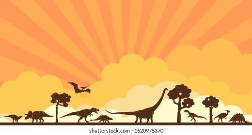 Dinosaur Vector Outline Landscape Skyline