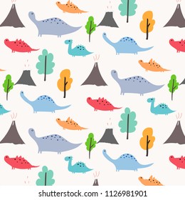 Dinosaur Vector Pattern Background. Vector Illustration.