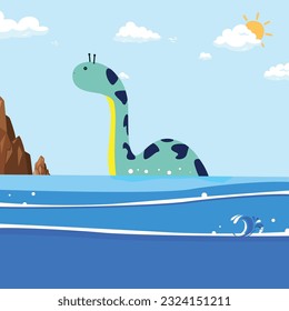 Dinosaur vector in the sea