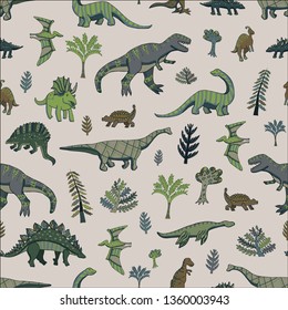 dinosaur vector seamless pattern