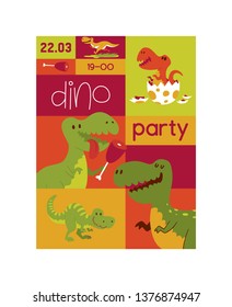 Dinosaur vector seamless pattern kids tyrannosaurus rex cartoon character dino and jurassic tyrannosaur on wallpaper poster illustration backdrop of ancient animal background.