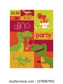 Dinosaur vector seamless pattern kids tyrannosaurus rex cartoon character dino and jurassic tyrannosaur on wallpaper poster illustration backdrop of ancient animal background.