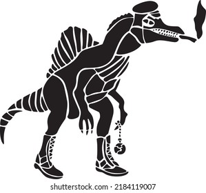 Dinosaur Vector Stencil, Black and White