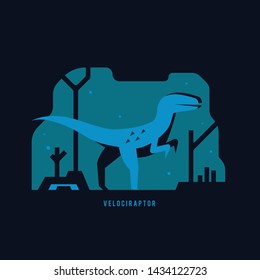 Dinosaur vector. Velociraptor dinosaur. Flat illustration