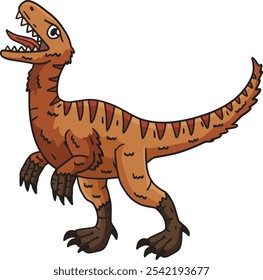 Dinossauro Velociraptor Desenho Animado Clipart Colorido