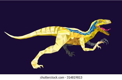 Dinosaur Velociraptor in geometric pattern style. vector eps 10