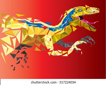 Dinosaur Velociraptor in geometric pattern style. vector eps 10