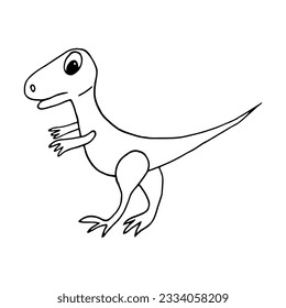 dinosaur velociraptor hand drawn in doodle style. linear simple drawing for children.