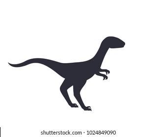 dinosaur, velociraptor silhouette isolated on white