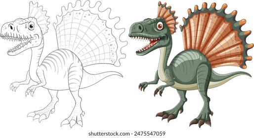 Dinosaur with vibrant colors and detailed outline