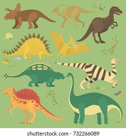 Dinosaur vintage color seamless pattern vector.