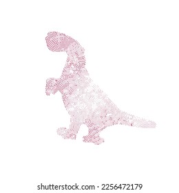dinosaur, violet square halftone, isolated vector illustration