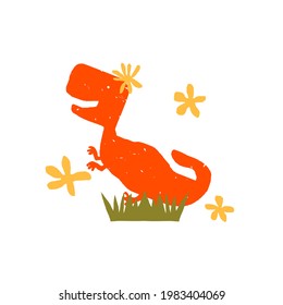 dinosaur and volcanoes on a white background. vector cute illustration
