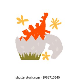 dinosaur and volcanoes on a white background. vector cute illustration