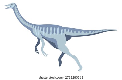 Un dinosaurio está caminando sobre un fondo blanco