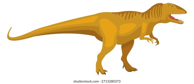 Un dinosaurio está caminando sobre un fondo blanco