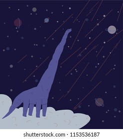 
Dinosaur Watching The Meteor Shower