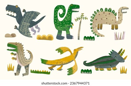 Dinosaur, watercolor painting. vector illustration of animal collection. isolated cartoon.