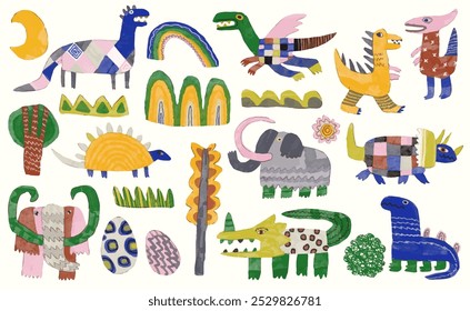 Ilustración vectorial de acuarela de dinosaurio. fauna silvestre.