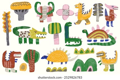 Ilustración vectorial de acuarela de dinosaurio. fauna silvestre.