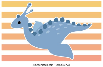 Dinosaur waterside dinosaur vector illustration - white border