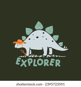 Dinosaur wearing hats explore the wild vector