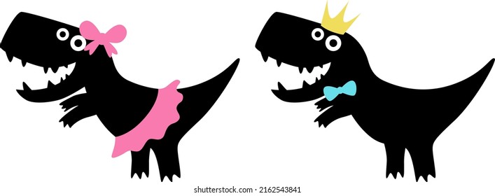 Dinosaur Wearing Skirt vector, Ballerina Dinosaur Silhouette With Bow, Baby Girl, Boy, Birthday