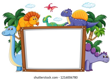 Ilustração de um modelo de quadro de comunicações de dinossauro
