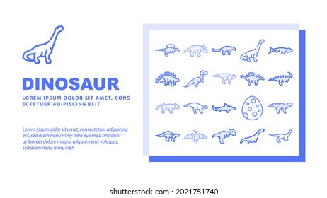 Dinosaur Wild Animal Landing Web Page Header Banner Template Vector. Spinosaurus And Arrhinoceratops, Ankylosaurus And Mosasaurus Prehistoric Dinosaur Illustration