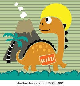 dinosaur wildlife funny animal cartoon, vector illustration