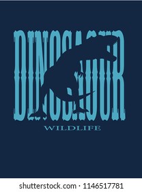 Dinosaur Wildlife Slogan Vector blue and indigo 