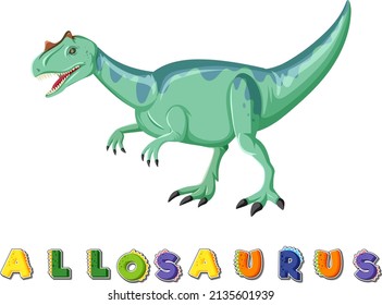 Dinosaur wordcard for allosaurus illustration