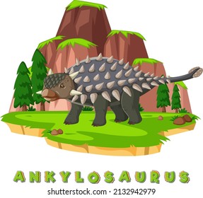 Dinosaur wordcard for ankylosaurus illustration