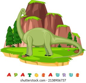 Dinosaur wordcard for apatosaurus illustration