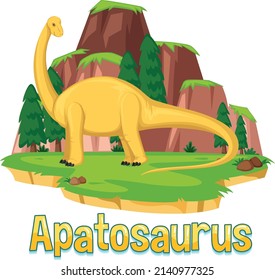 Dinosaur wordcard for apatosaurus illustration